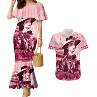 Personalized Kentucky Ladies Couples Matching Mermaid Dress and Hawaiian Shirt The Run For The Roses Derby - Pink Out LT9 - Wonder Print Shop