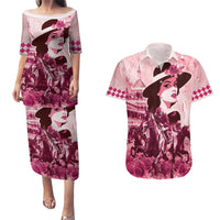 Personalized Kentucky Ladies Couples Matching Puletasi and Hawaiian Shirt The Run For The Roses Derby - Pink Out LT9 - Wonder Print Shop