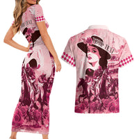 Personalized Kentucky Ladies Couples Matching Short Sleeve Bodycon Dress and Hawaiian Shirt The Run For The Roses Derby - Pink Out LT9 - Wonder Print Shop