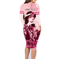 Personalized Kentucky Ladies Family Matching Long Sleeve Bodycon Dress and Hawaiian Shirt The Run For The Roses Derby - Pink Out LT9 - Wonder Print Shop