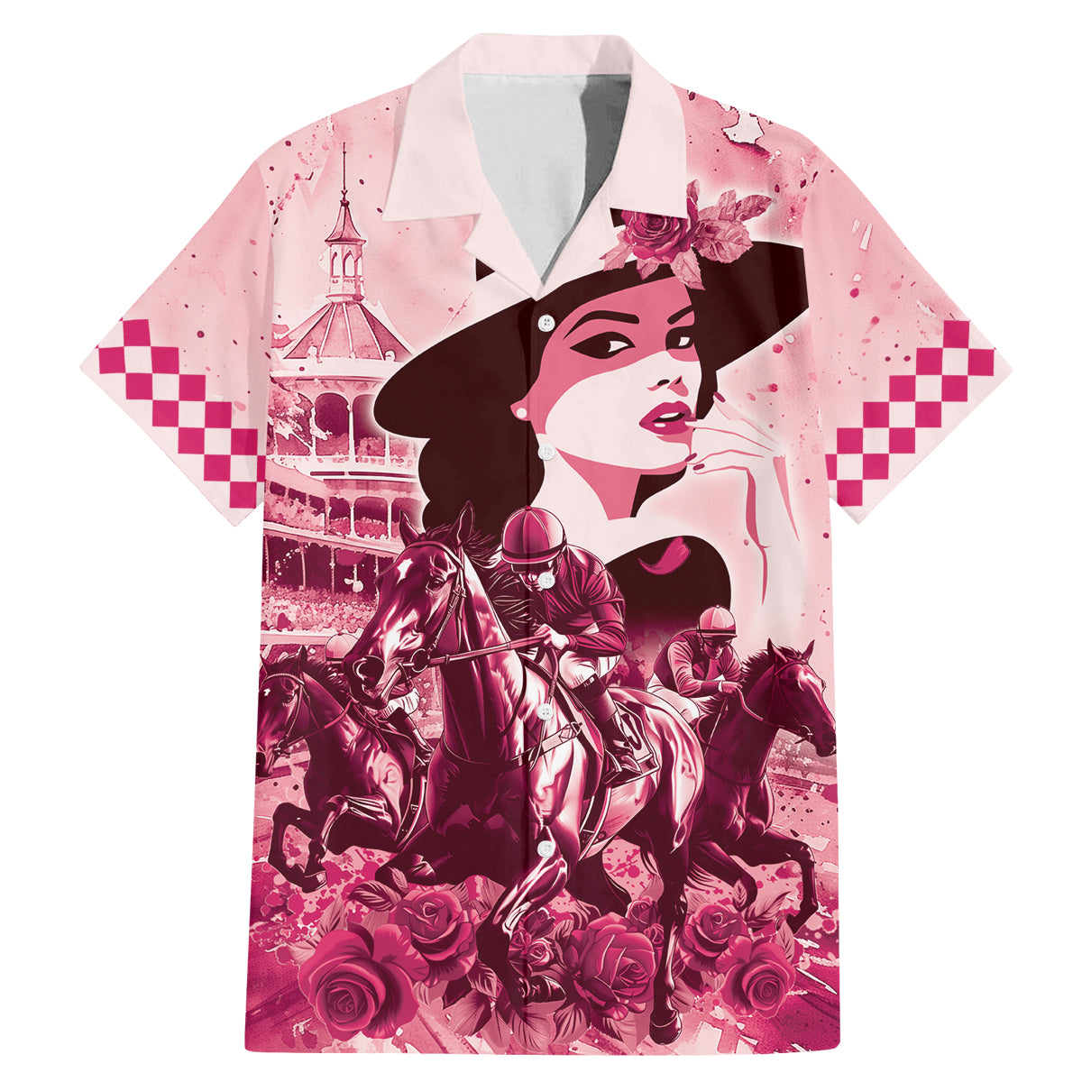 Personalized Kentucky Ladies Family Matching Mermaid Dress and Hawaiian Shirt The Run For The Roses Derby - Pink Out LT9 - Wonder Print Shop