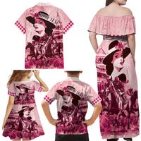 Personalized Kentucky Ladies Family Matching Off Shoulder Maxi Dress and Hawaiian Shirt The Run For The Roses Derby - Pink Out LT9 - Wonder Print Shop