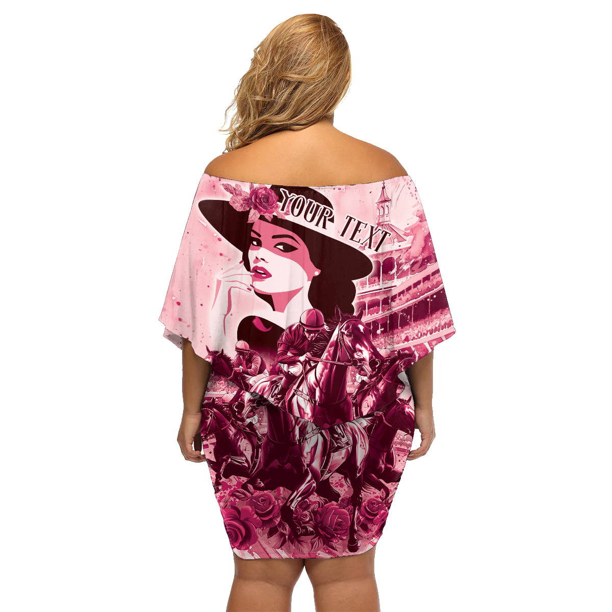 Personalized Kentucky Ladies Family Matching Off Shoulder Short Dress and Hawaiian Shirt The Run For The Roses Derby - Pink Out LT9 - Wonder Print Shop