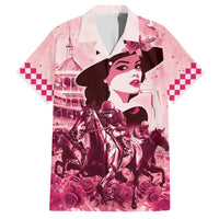 Personalized Kentucky Ladies Family Matching Short Sleeve Bodycon Dress and Hawaiian Shirt The Run For The Roses Derby - Pink Out - Wonder Print Shop