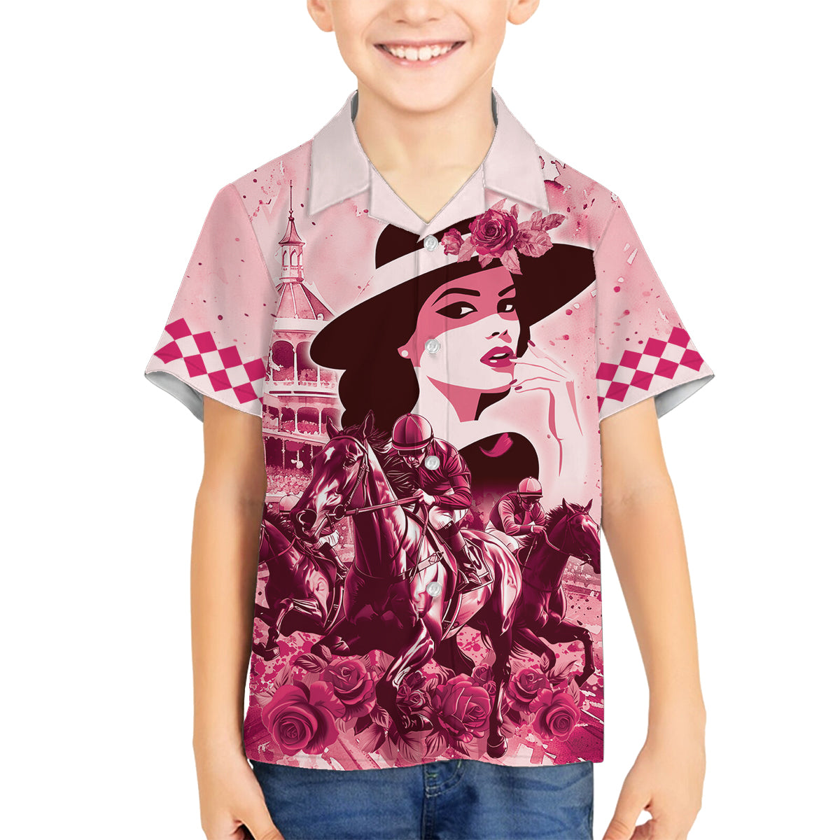 Personalized Kentucky Ladies Family Matching Summer Maxi Dress and Hawaiian Shirt The Run For The Roses Derby - Pink Out - Wonder Print Shop