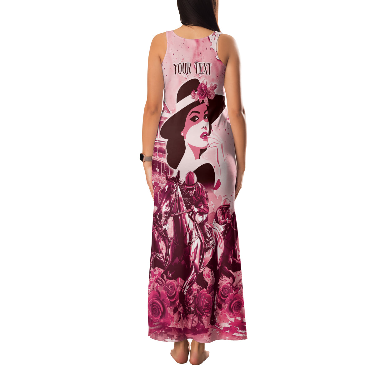 Personalized Kentucky Ladies Family Matching Tank Maxi Dress and Hawaiian Shirt The Run For The Roses Derby - Pink Out - Wonder Print Shop