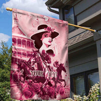 Personalized Kentucky Ladies Garden Flag The Run For The Roses Derby - Pink Out - Wonder Print Shop