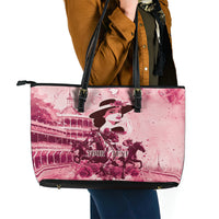 Personalized Kentucky Ladies Leather Tote Bag The Run For The Roses Derby - Pink Out - Wonder Print Shop