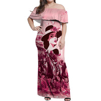Personalized Kentucky Ladies Off Shoulder Maxi Dress The Run For The Roses Derby - Pink Out - Wonder Print Shop