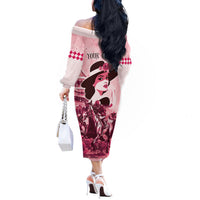 Personalized Kentucky Ladies Off The Shoulder Long Sleeve Dress The Run For The Roses Derby - Pink Out - Wonder Print Shop