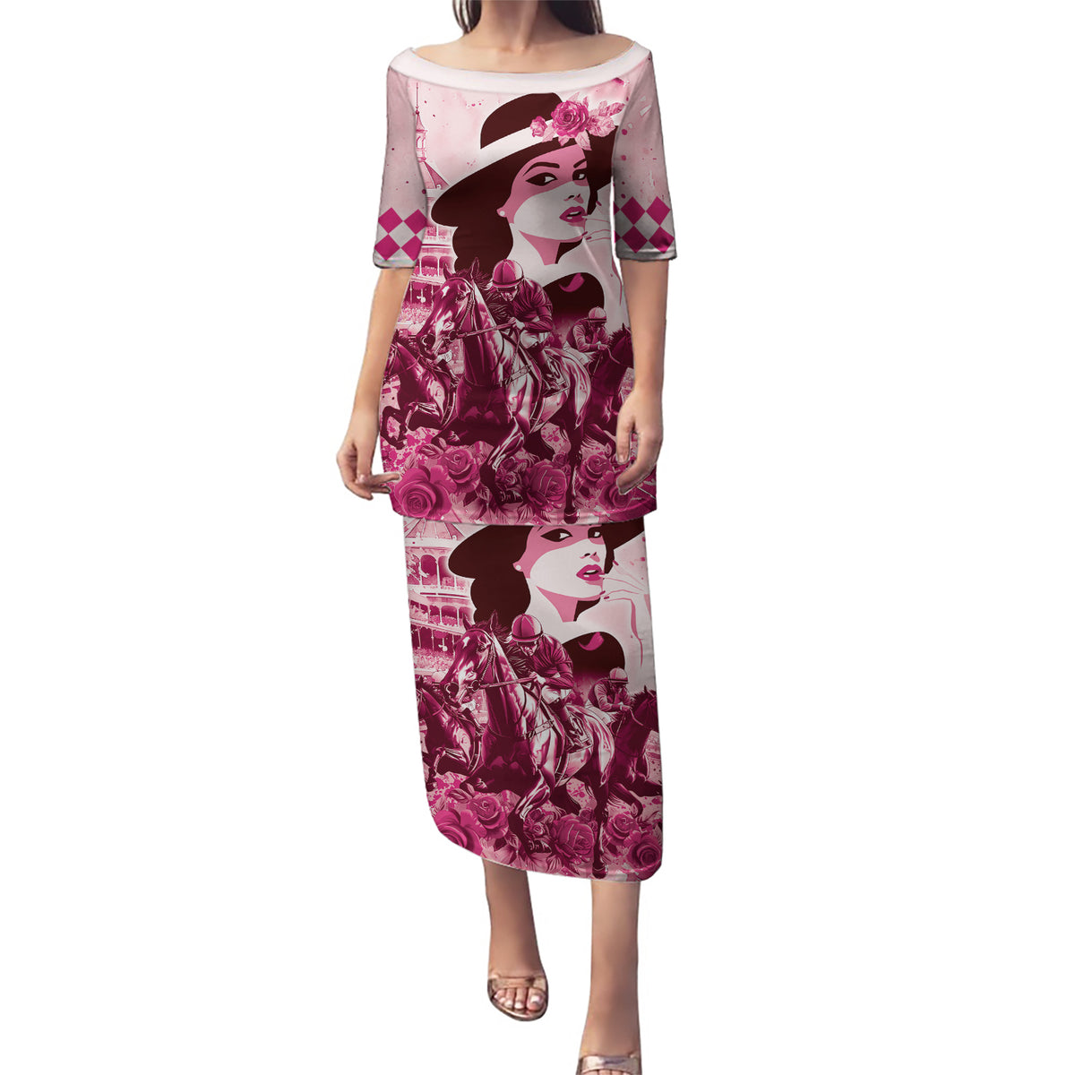 Personalized Kentucky Ladies Puletasi The Run For The Roses Derby - Pink Out - Wonder Print Shop