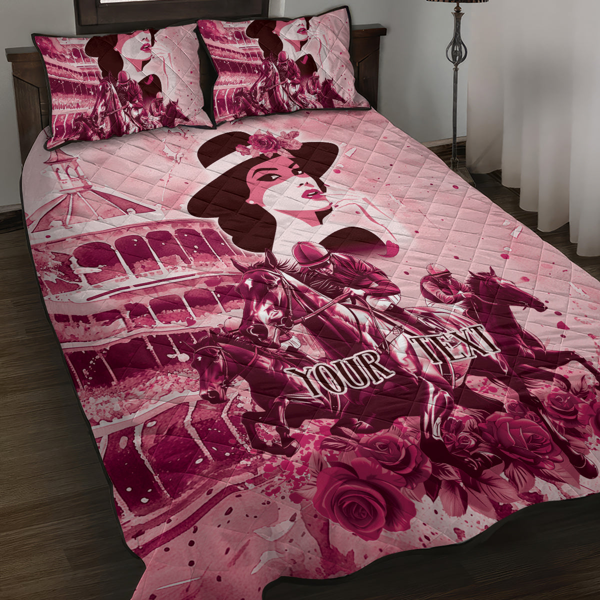 Personalized Kentucky Ladies Quilt Bed Set The Run For The Roses Derby - Pink Out - Wonder Print Shop