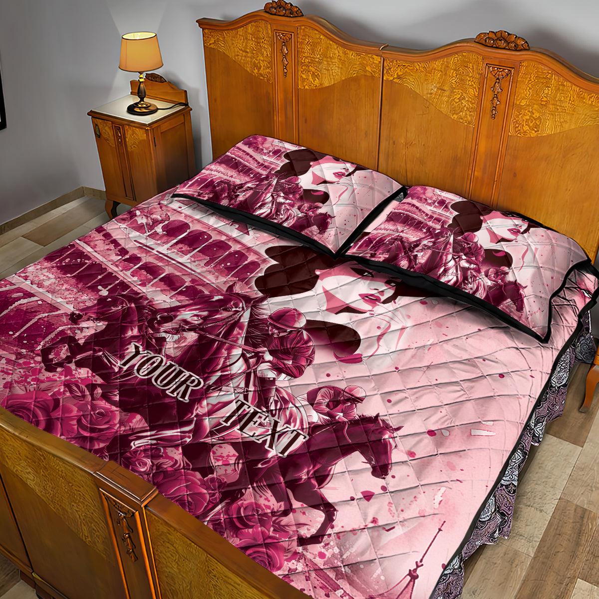 Personalized Kentucky Ladies Quilt Bed Set The Run For The Roses Derby - Pink Out - Wonder Print Shop
