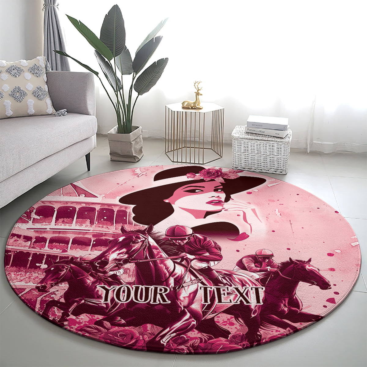 Personalized Kentucky Ladies Round Carpet The Run For The Roses Derby - Pink Out