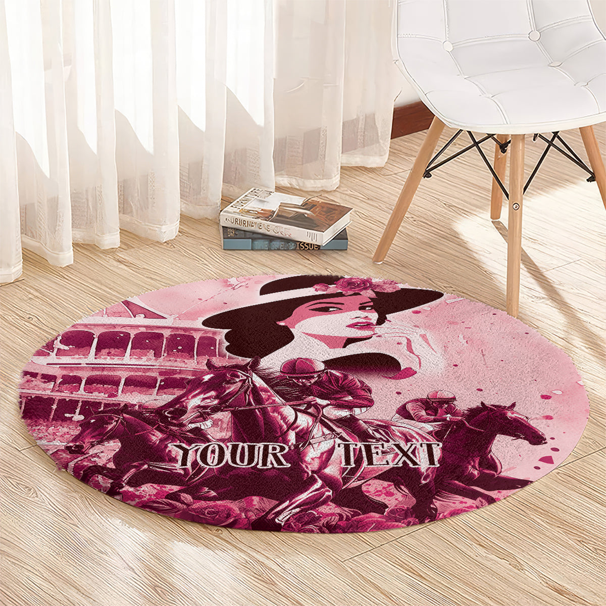Personalized Kentucky Ladies Round Carpet The Run For The Roses Derby - Pink Out