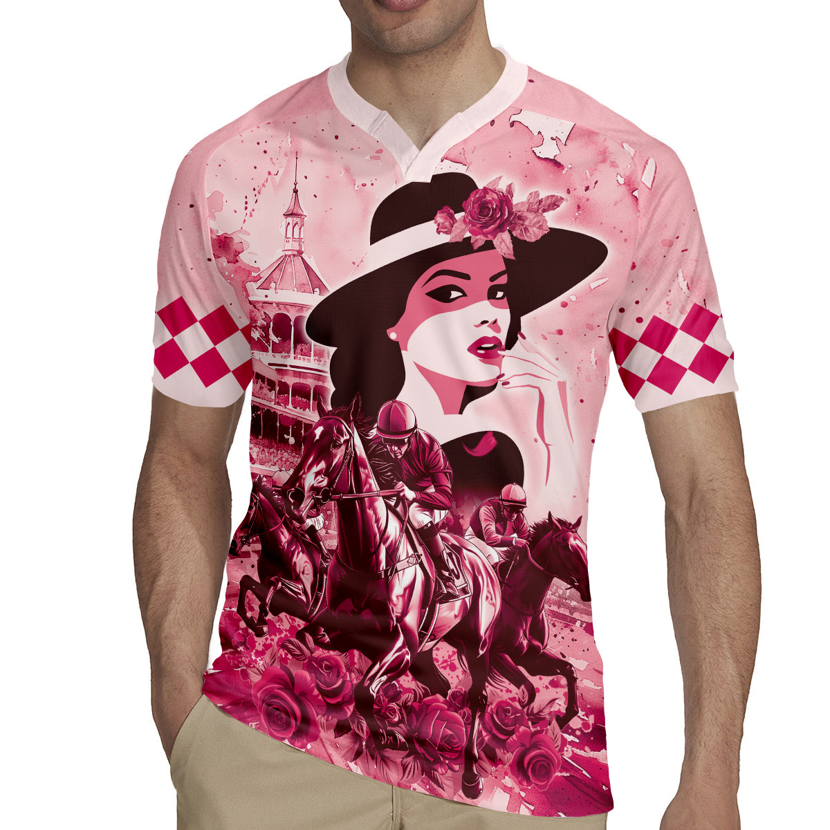 Personalized Kentucky Ladies Rugby Jersey The Run For The Roses Derby - Pink Out - Wonder Print Shop