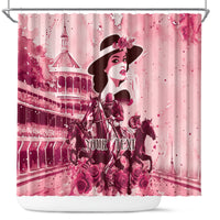 Personalized Kentucky Ladies Shower Curtain The Run For The Roses Derby - Pink Out