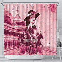 Personalized Kentucky Ladies Shower Curtain The Run For The Roses Derby - Pink Out
