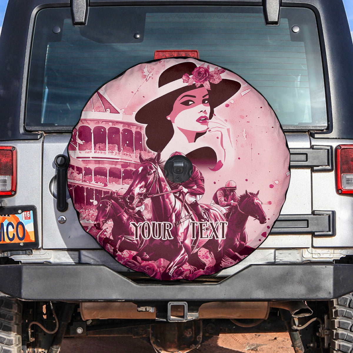 Personalized Kentucky Ladies Spare Tire Cover The Run For The Roses Derby - Pink Out