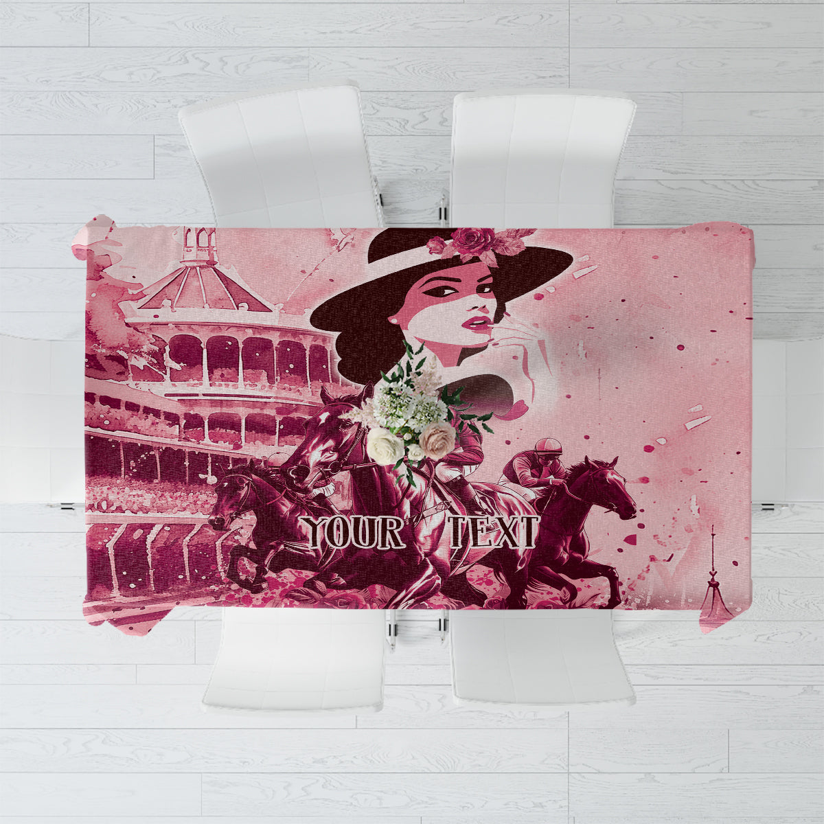 Personalized Kentucky Ladies Tablecloth The Run For The Roses Derby - Pink Out - Wonder Print Shop
