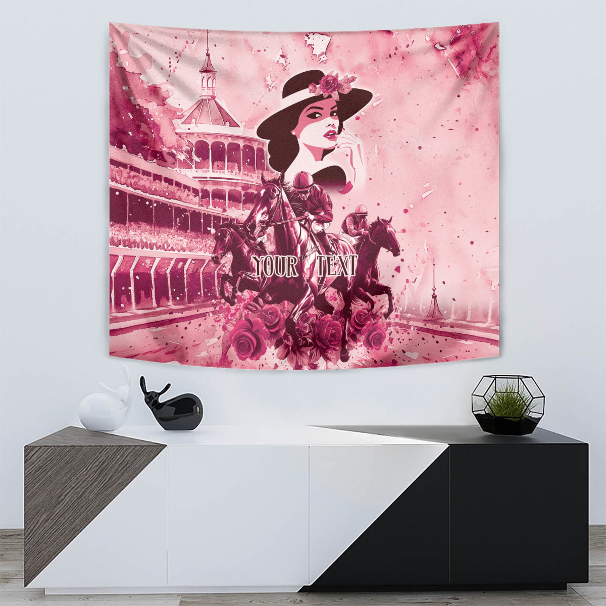 Personalized Kentucky Ladies Tapestry The Run For The Roses Derby - Pink Out - Wonder Print Shop