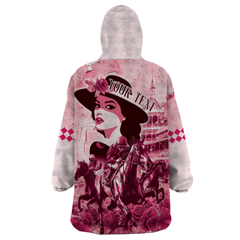 Personalized Kentucky Ladies Wearable Blanket Hoodie The Run For The Roses Derby - Pink Out - Wonder Print Shop