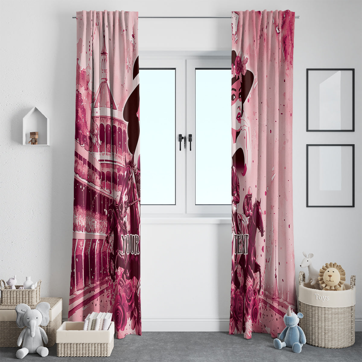 Personalized Kentucky Ladies Window Curtain The Run For The Roses Derby - Pink Out - Wonder Print Shop