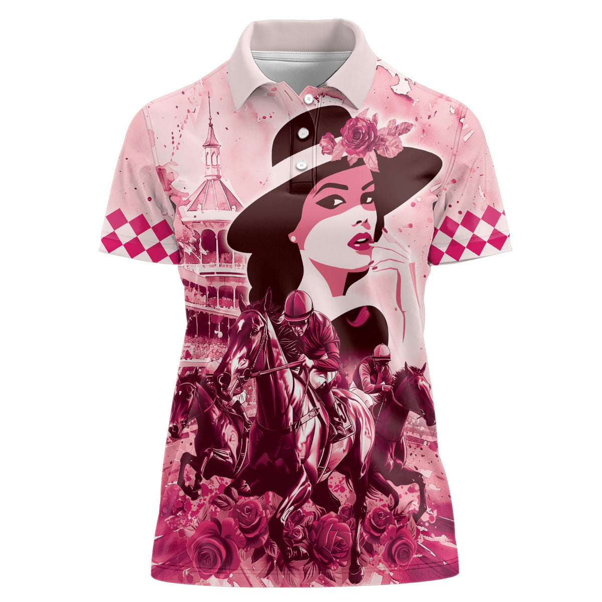 Personalized Kentucky Ladies Women Polo Shirt The Run For The Roses Derby - Pink Out - Wonder Print Shop