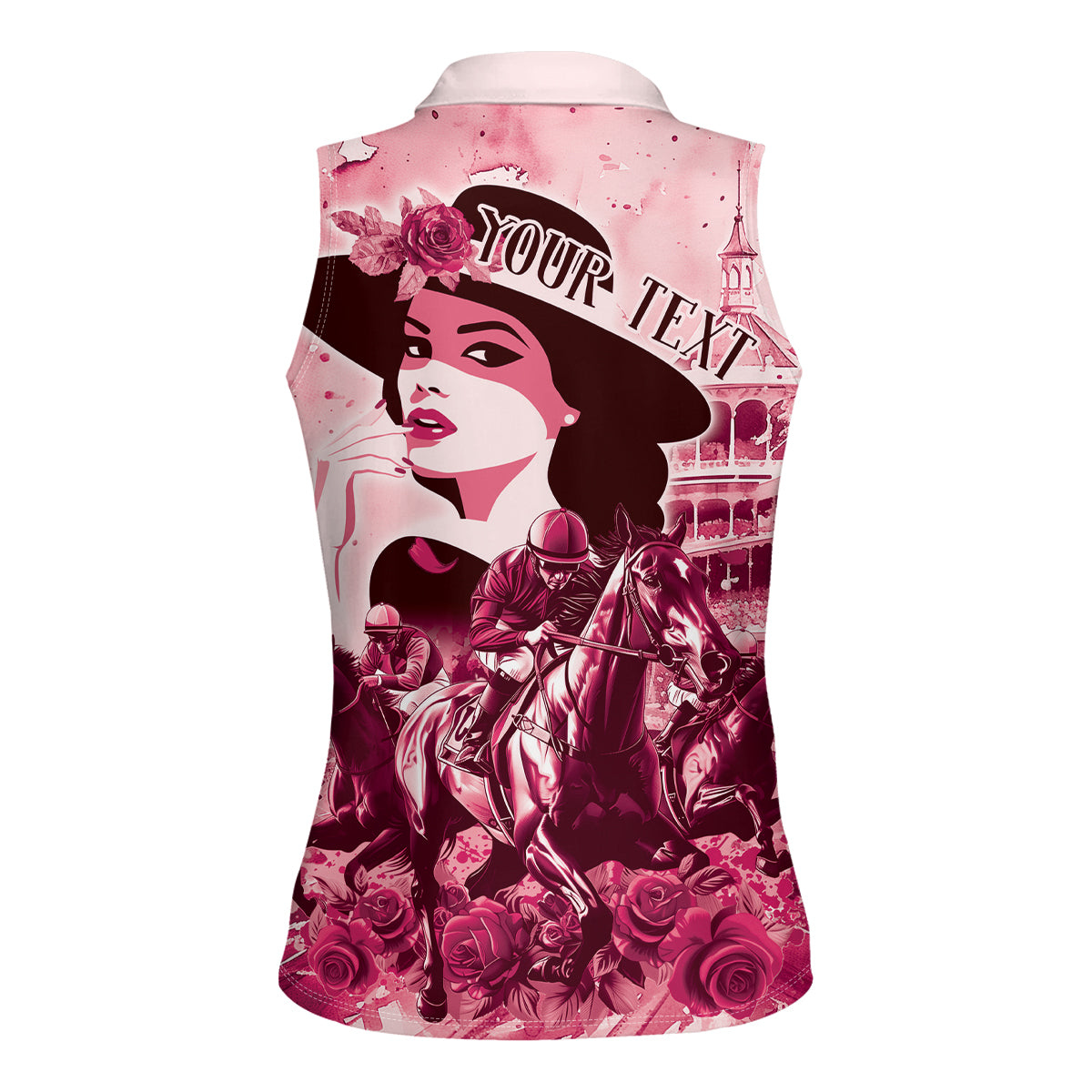 Personalized Kentucky Ladies Women Sleeveless Polo Shirt The Run For The Roses Derby - Pink Out - Wonder Print Shop