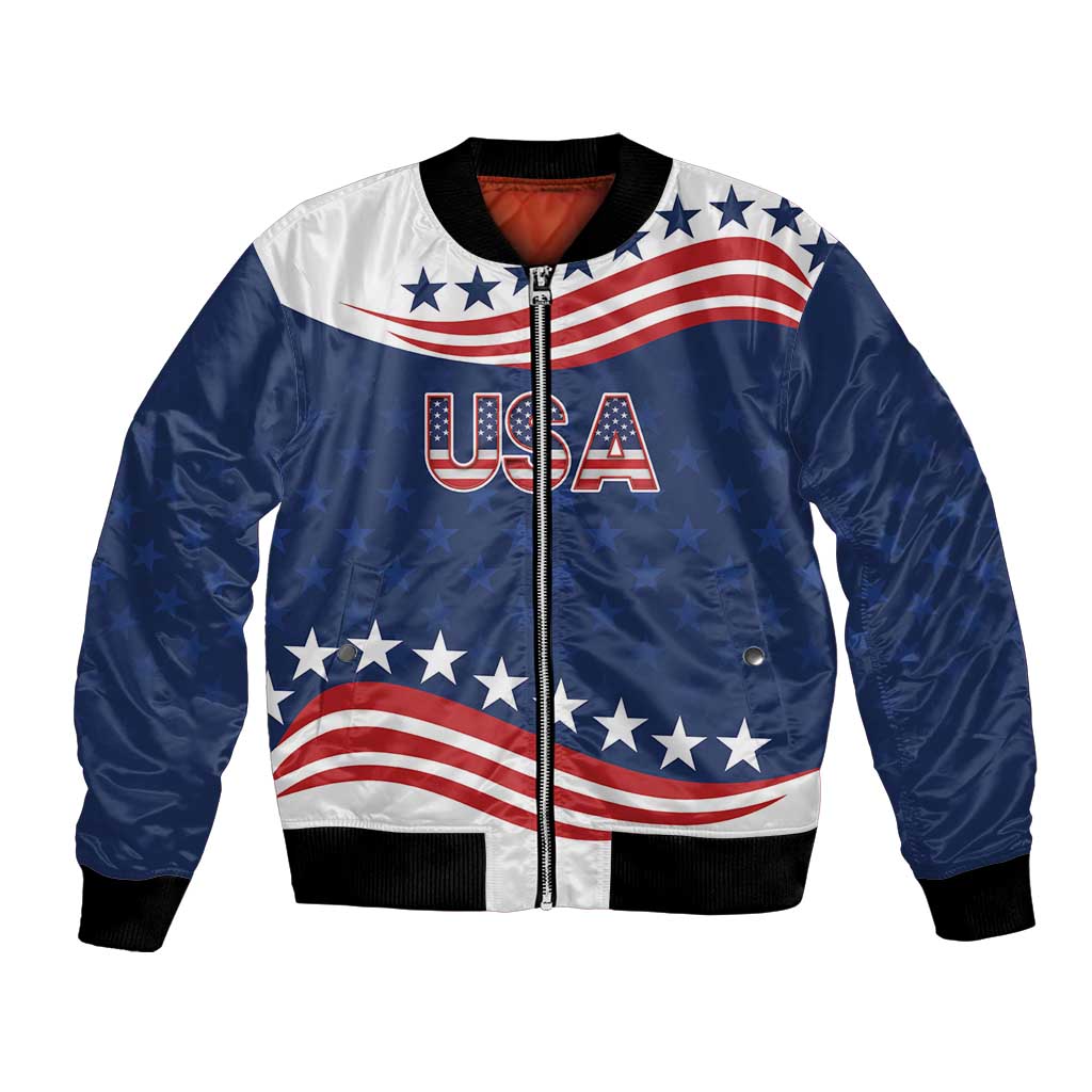United States Pacific Rugby Custom Bomber Jacket USA Classic Sporty Pattern
