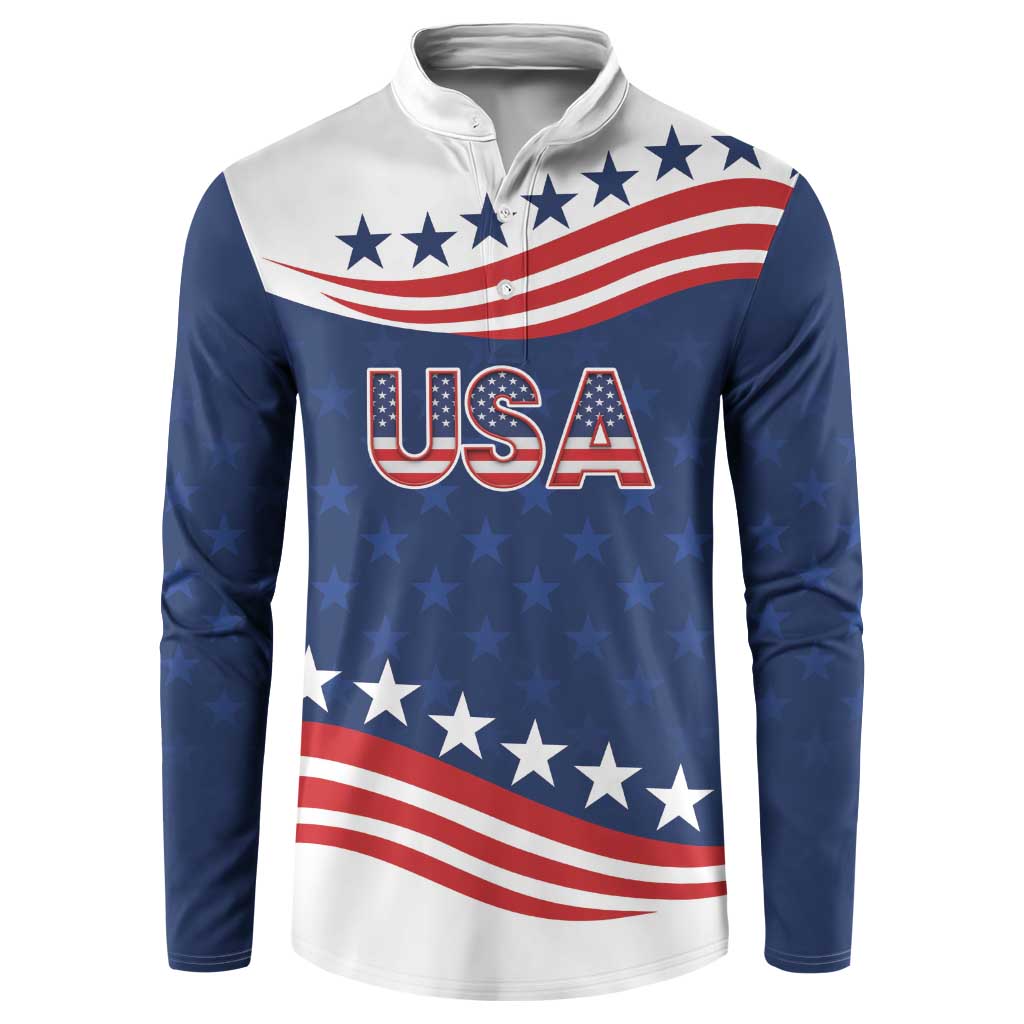 United States Pacific Rugby Custom Button Sweatshirt USA Classic Sporty Pattern