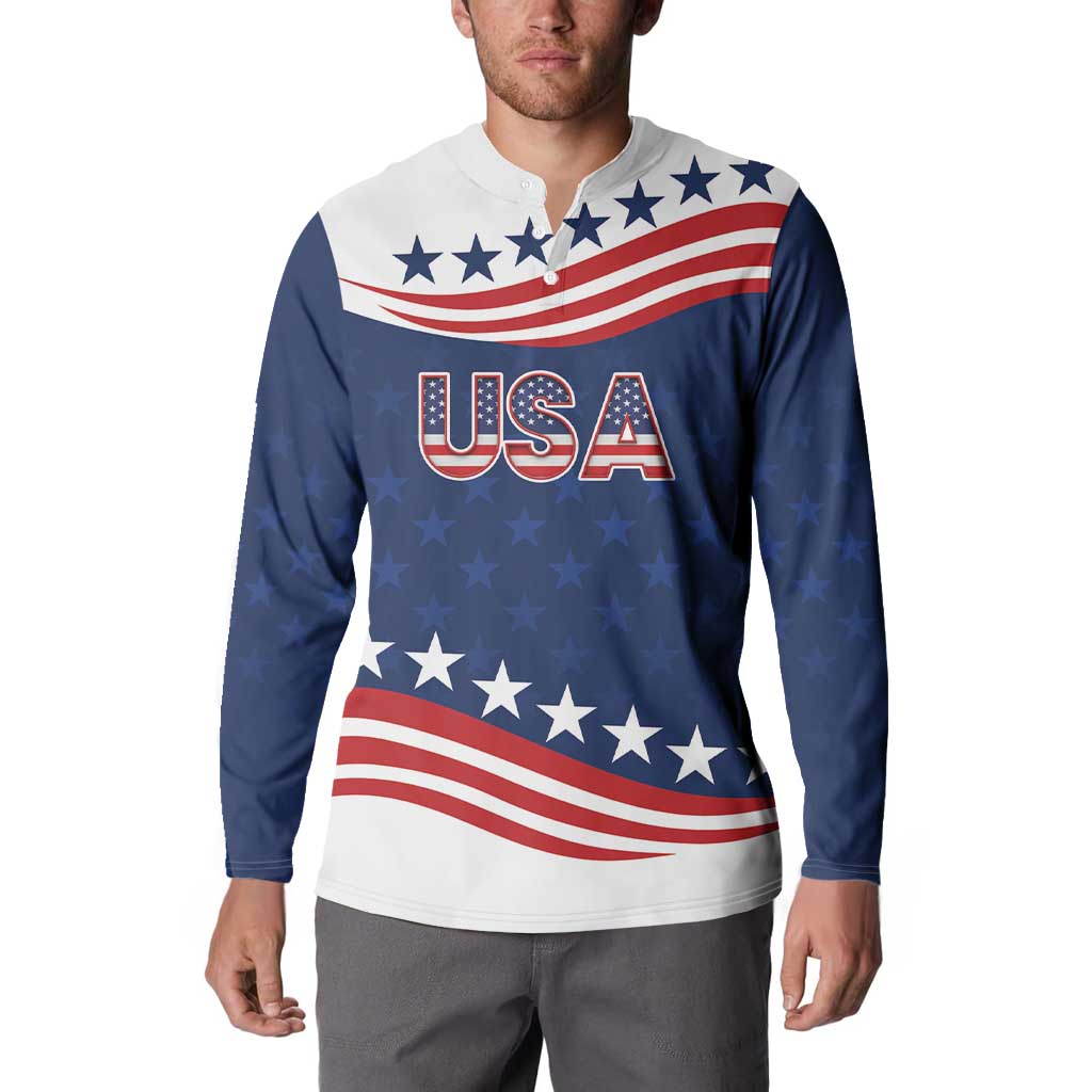 United States Pacific Rugby Custom Button Sweatshirt USA Classic Sporty Pattern