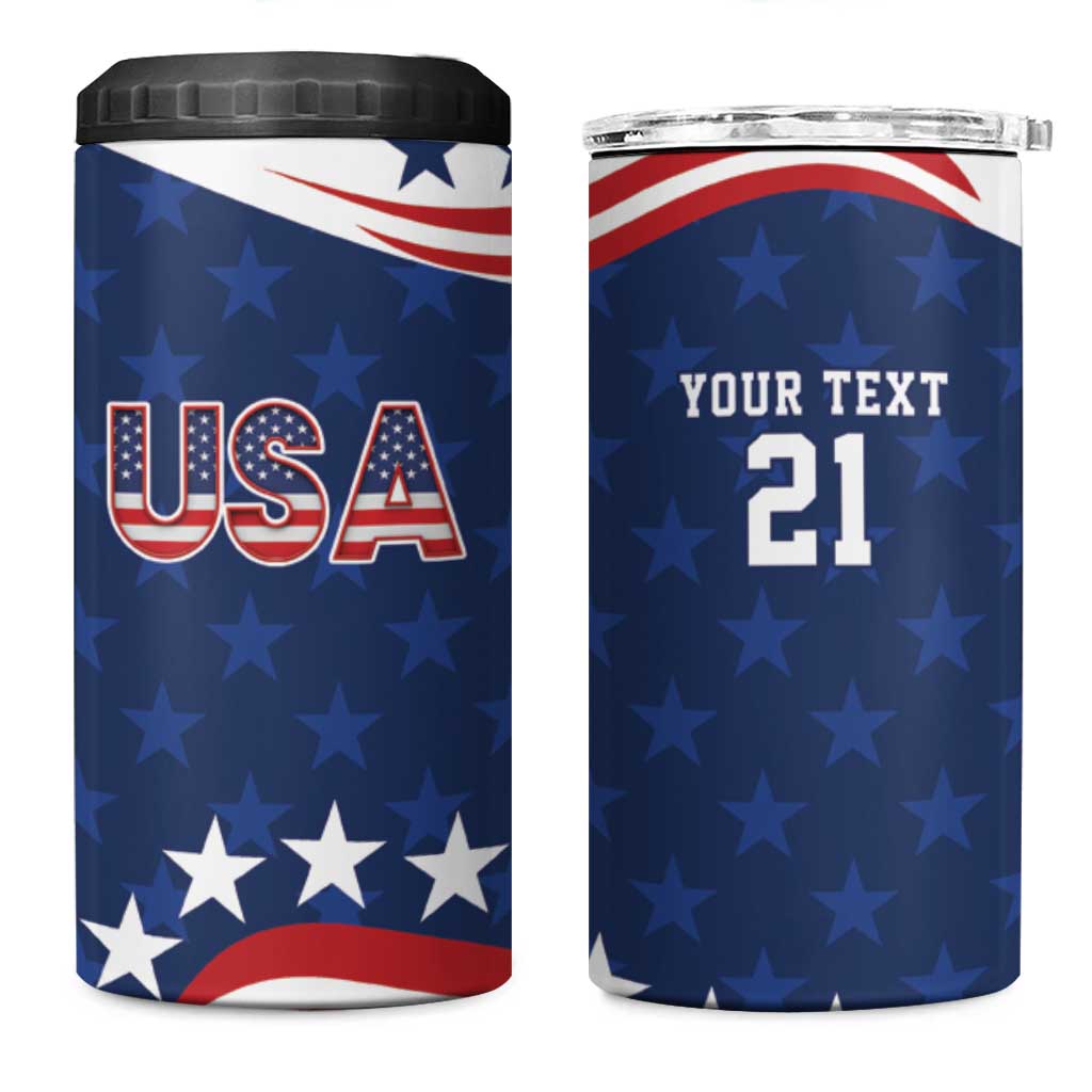 United States Pacific Rugby Custom 4 in 1 Can Cooler Tumbler USA Classic Sporty Pattern