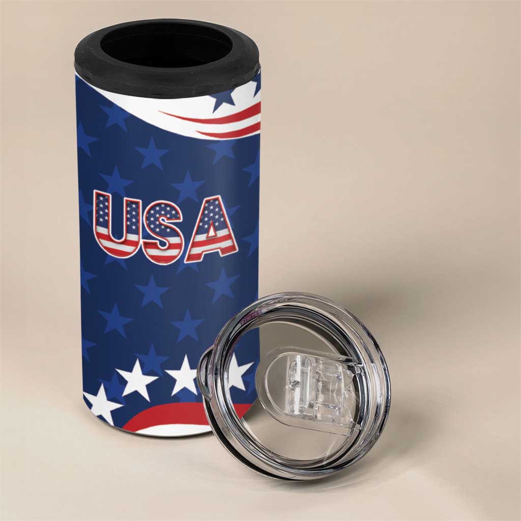 United States Pacific Rugby Custom 4 in 1 Can Cooler Tumbler USA Classic Sporty Pattern