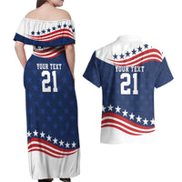 United States Pacific Rugby Custom Couples Matching Off Shoulder Maxi Dress and Hawaiian Shirt USA Classic Sporty Pattern