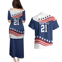 United States Pacific Rugby Custom Couples Matching Puletasi and Hawaiian Shirt USA Classic Sporty Pattern