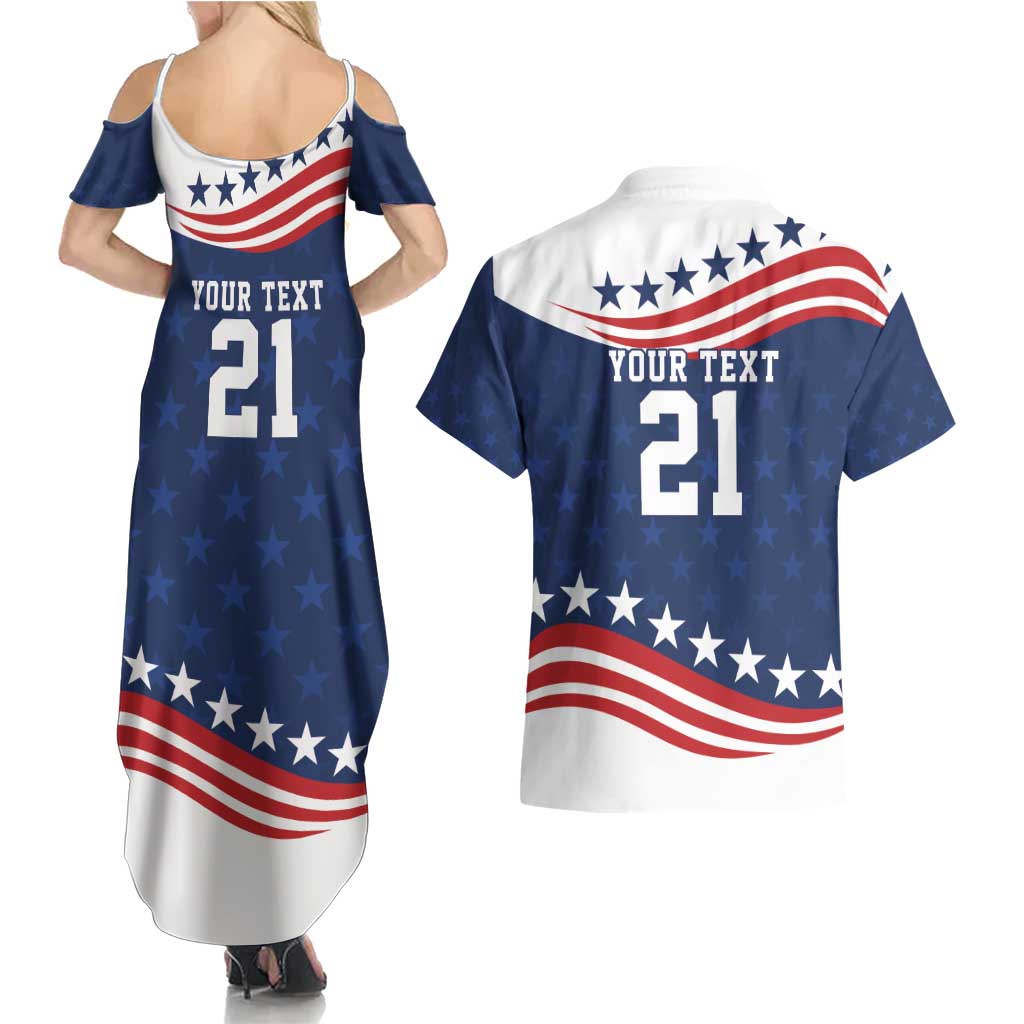 United States Pacific Rugby Custom Couples Matching Summer Maxi Dress and Hawaiian Shirt USA Classic Sporty Pattern