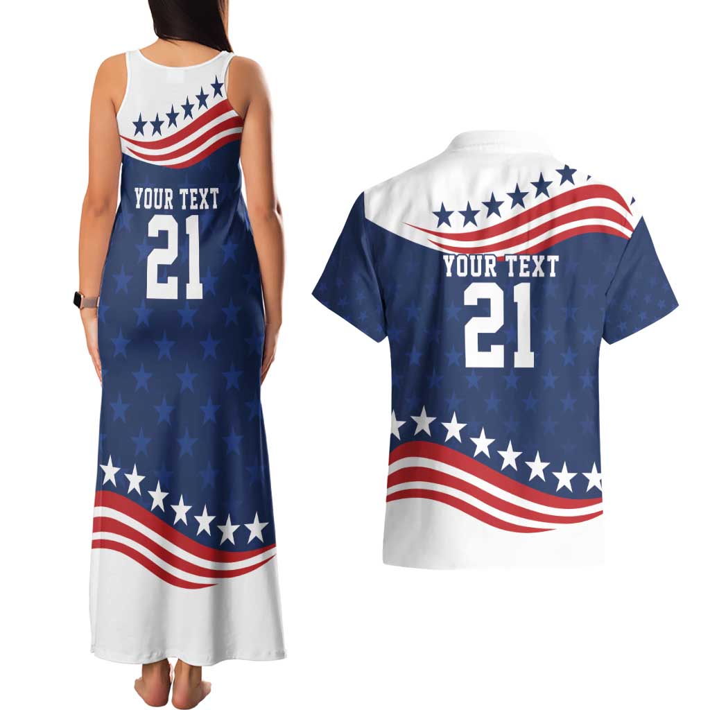 United States Pacific Rugby Custom Couples Matching Tank Maxi Dress and Hawaiian Shirt USA Classic Sporty Pattern