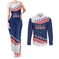 United States Pacific Rugby Custom Couples Matching Tank Maxi Dress and Long Sleeve Button Shirt USA Classic Sporty Pattern
