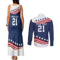 United States Pacific Rugby Custom Couples Matching Tank Maxi Dress and Long Sleeve Button Shirt USA Classic Sporty Pattern