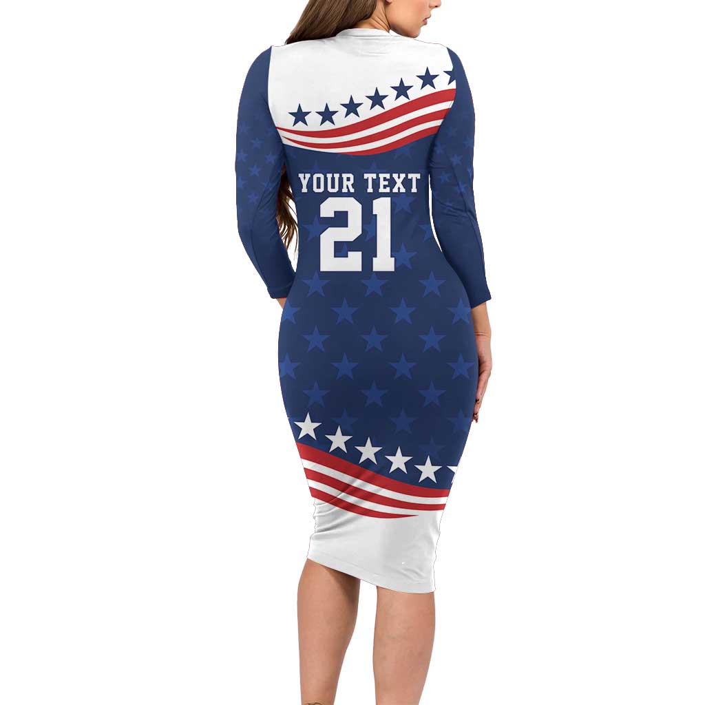 United States Pacific Rugby Custom Family Matching Long Sleeve Bodycon Dress and Hawaiian Shirt USA Classic Sporty Pattern