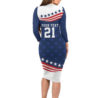 United States Pacific Rugby Custom Family Matching Long Sleeve Bodycon Dress and Hawaiian Shirt USA Classic Sporty Pattern