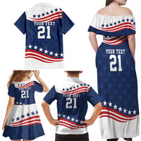 United States Pacific Rugby Custom Family Matching Off Shoulder Maxi Dress and Hawaiian Shirt USA Classic Sporty Pattern