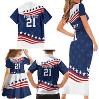 United States Pacific Rugby Custom Family Matching Short Sleeve Bodycon Dress and Hawaiian Shirt USA Classic Sporty Pattern