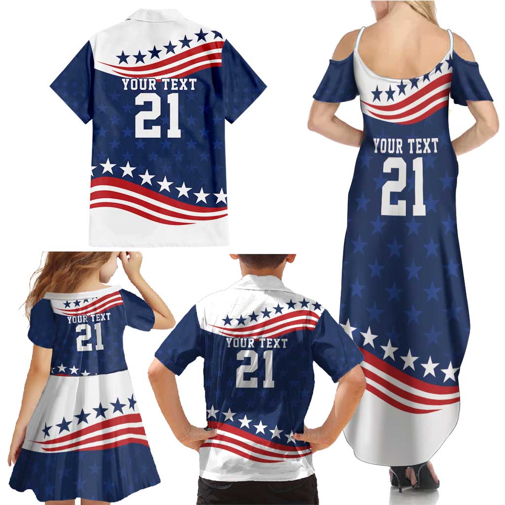United States Pacific Rugby Custom Family Matching Summer Maxi Dress and Hawaiian Shirt USA Classic Sporty Pattern
