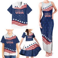 United States Pacific Rugby Custom Family Matching Tank Maxi Dress and Hawaiian Shirt USA Classic Sporty Pattern