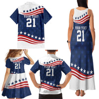 United States Pacific Rugby Custom Family Matching Tank Maxi Dress and Hawaiian Shirt USA Classic Sporty Pattern