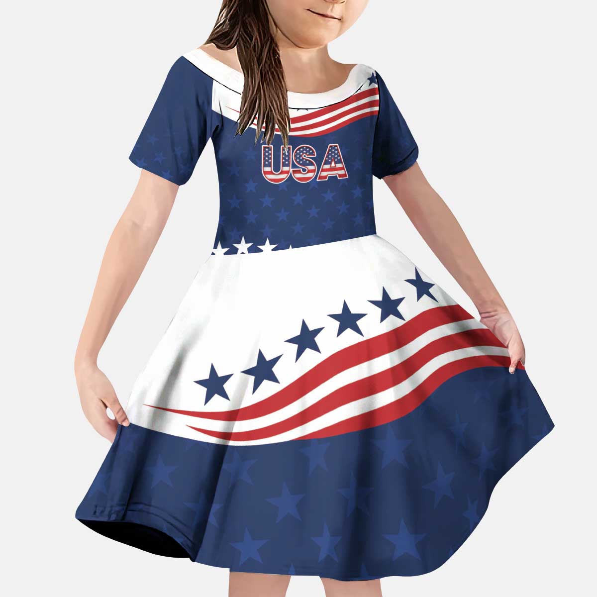 United States Pacific Rugby Custom Kid Short Sleeve Dress USA Classic Sporty Pattern