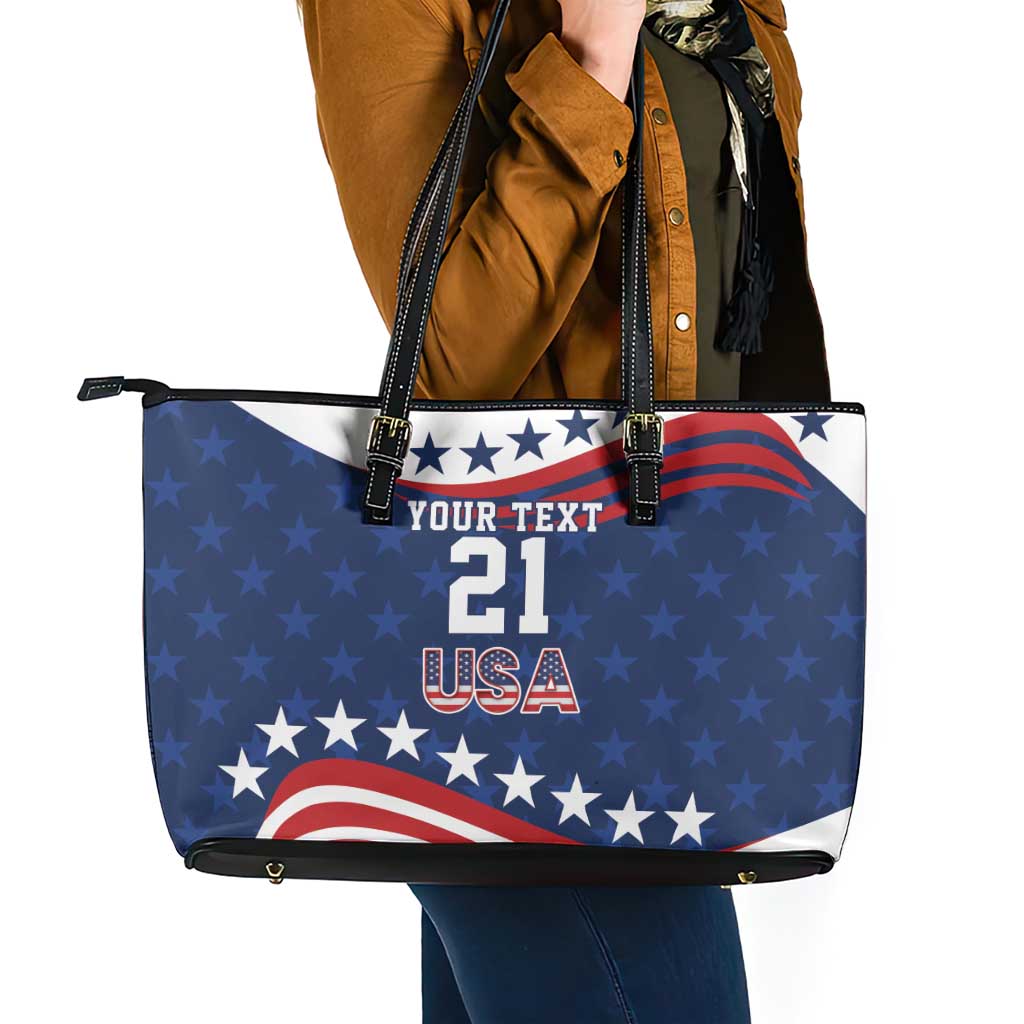 United States Pacific Rugby Custom Leather Tote Bag USA Classic Sporty Pattern