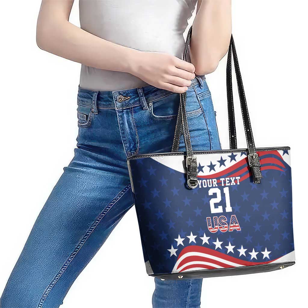 United States Pacific Rugby Custom Leather Tote Bag USA Classic Sporty Pattern